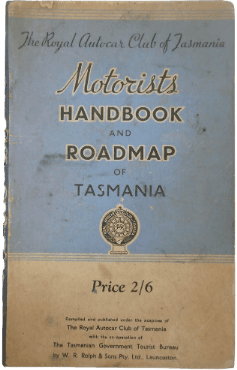 Vintage image of RACT Motorists Handbook and Roadmap of Tasmania